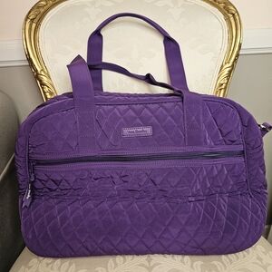 Vera Bradley Elderberry Purple Microfiber Carry On Tote Weekender Travel Bag